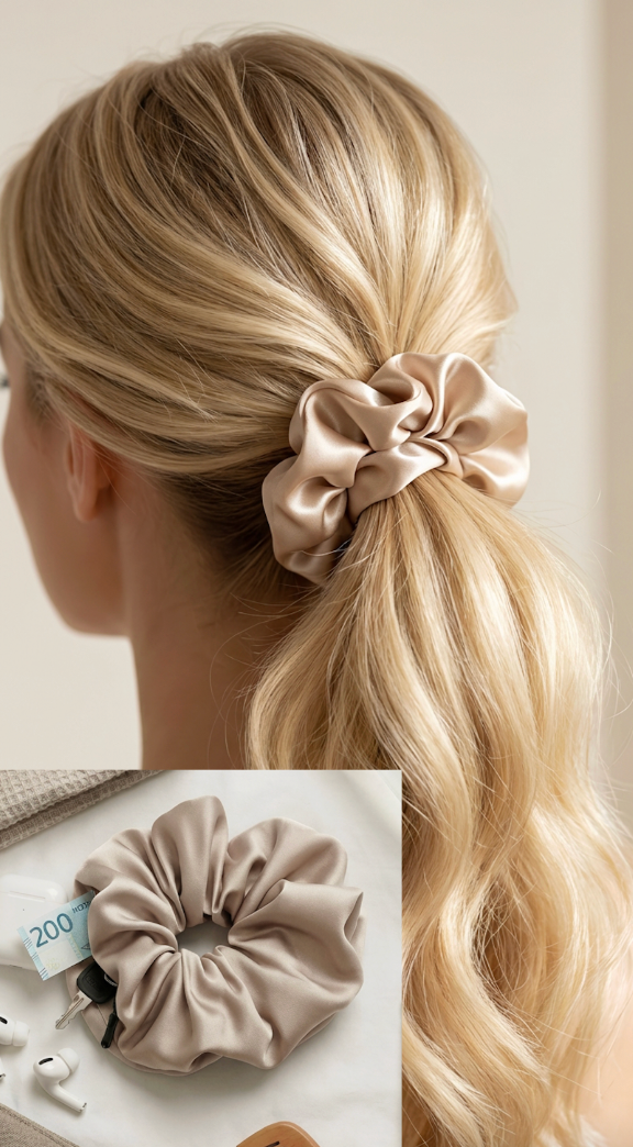 Silke Scrunchie med Skjult Lomme & Drinkbeskytter – TRVN Activewear